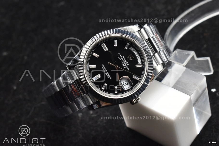 A2836 Weight Black 40 Crystal President DayDate On Gain Dial GMF Bracelet SS 1128